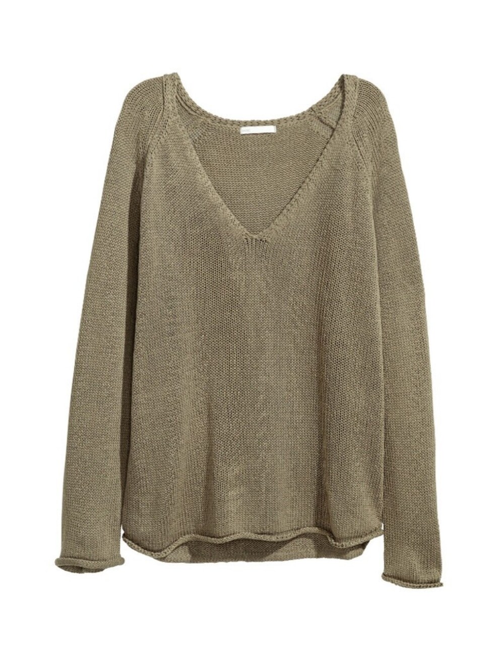 H&M Beachy V-Neck Knit Sweater - Taupe Sz XL